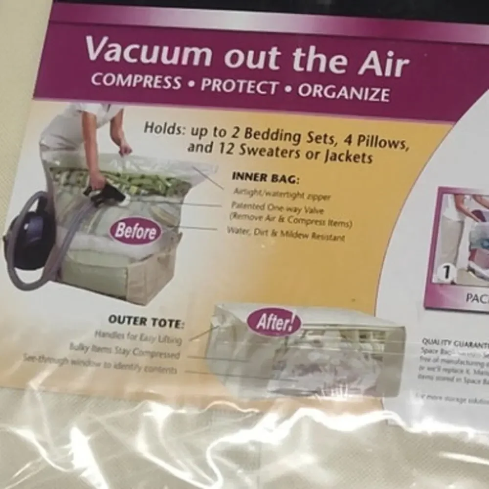 Space Bag Jumbo Vacuum Storage Tote Airtight Waterproof Zipper 25.5x19.75x10.5